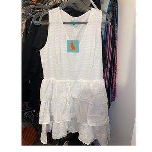 Haley & the Hound white ruffle dress